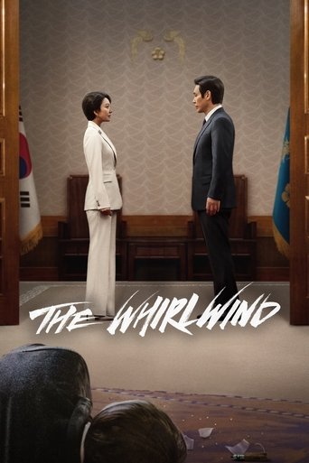 The Whirlwind poster features a formal yet intimate scene with two individuals standing in a room adorned with national flags. The muted tones of the room, combined with the soft lighting, create a calm atmosphere that hints at the emotional depth of the drama.