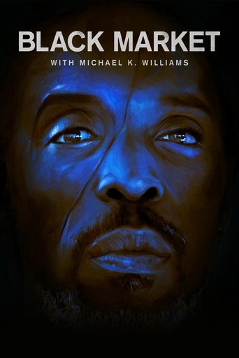 This poster features a close-up of a man's face bathed in cool blue tones, evoking mystery and intrigue. The stark black background contrasts with the vibrant blue lighting, creating a dramatic and suspenseful atmosphere that hints at the show's themes of crime and intrigue.