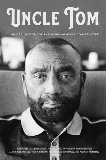 The poster features a close-up of a bearded man with a serious expression, set against a muted, sepia-toned background. The title "UNCLE TOM" is prominently displayed in bold, white lettering at the top. The overall mood is somber and reflective, capturing the essence of the film's exploration of...