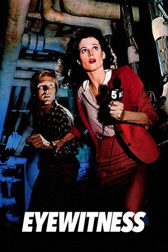 The poster features a dramatic scene with a woman in a red jacket holding a microphone, exuding confidence and mystery. Beside her, a man in a patterned shirt looks on with a serious expression. The background is dimly lit with industrial elements, creating an atmosphere of intrigue and suspense....