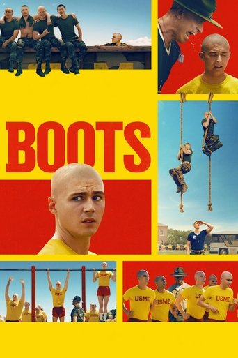 The poster features a collage of characters in action poses against vibrant yellow and red backgrounds. The central figure, a bald man in a yellow shirt, dominates the lower section with a serious expression. Above him, characters are depicted in dynamic poses—some climbing, others standing toget...