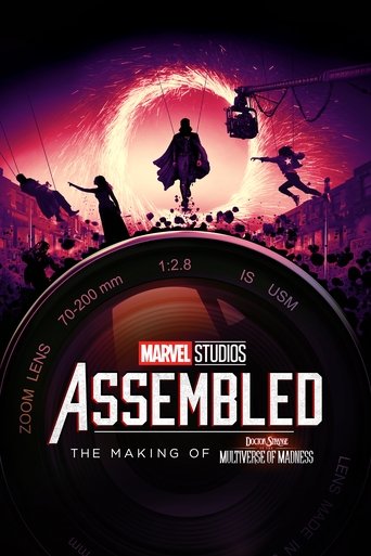 The poster features silhouetted figures against a dramatic, swirling purple sky, evoking mystery and wonder. The title "Marvel Studios Assembled" is prominently displayed in bold, metallic lettering, suggesting a cinematic journey through the Marvel universe. The overall mood is one of awe and an...