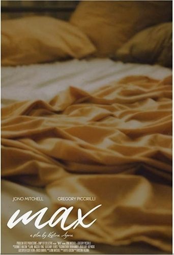 The poster features a cozy bedroom scene with golden pillows and a soft, rumpled bedspread. The warm, golden hues evoke a sense of comfort and relaxation, while the elegant script of "MAX" adds a touch of sophistication.