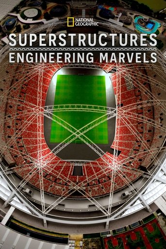 This poster showcases a stunning architectural dome with intricate steel beams and vibrant red seats, capturing the essence of engineering marvels. The bright green field contrasts sharply with the warm tones of the stadium, creating a visually striking composition that highlights the scale and c...