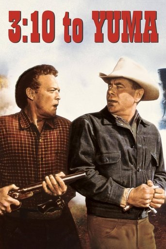 The poster features two rugged men in a Western setting, one in a plaid shirt holding a gun and the other in a cowboy hat. The warm tones of the image evoke a sense of adventure and tension, capturing the essence of the film's action-packed narrative.