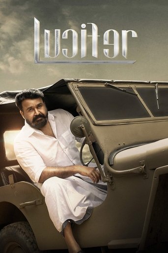 A man in a white kurta sits casually in a vintage car, exuding a relaxed yet mysterious vibe. The sepia-toned background and dramatic lighting create an eerie atmosphere, hinting at supernatural elements. The title "Lucifer" is prominently displayed at the top, suggesting a dark, supernatural thr...
