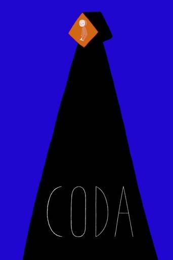The poster features a stark black silhouette of a person standing against a vibrant blue background, with the word "CODA" prominently displayed in white. The minimalist design evokes mystery and intrigue, suggesting a film about hidden secrets or lost memories.