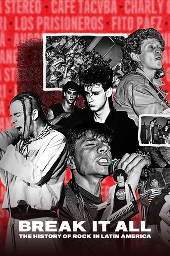 The poster features a dynamic collage of musicians in black-and-white, capturing the raw energy of Latin rock. Bold red and white text announces the show's title, while smaller inset images hint at diverse musical styles. The overall mood is one of excitement and cultural exploration, inviting vi...