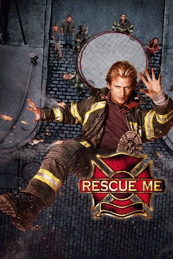 The poster features a rugged man with fiery red hair and a determined expression, surrounded by soldiers in a gritty, battle-ready setting. The scene is dominated by dark tones with splashes of red and gold, evoking urgency and action. The title "Rescue Me" is prominently displayed in bold, metal...
