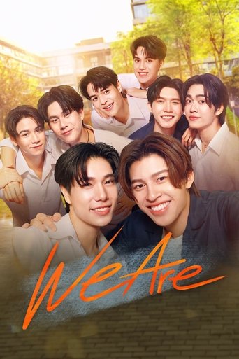 The poster features a group of young men in casual summer attire, exuding a warm, relaxed mood. The vibrant orange text "We Are" stands out against the background, suggesting a celebratory or hopeful theme. The sunny outdoor setting enhances the cheerful and inviting atmosphere of the image.