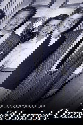 This vintage poster captures three smiling characters in a classic black-and-white setting. The warm tones of their clothing and the cheerful expressions convey a nostalgic, joyful mood. The title at the bottom hints at their adventurous stories.