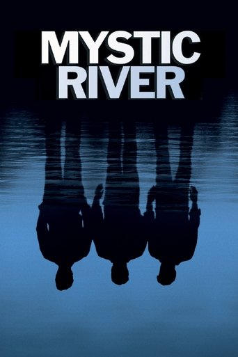 The poster features three silhouetted figures standing in a calm blue river, their reflections mirrored above them. The dark, mysterious atmosphere evokes a sense of intrigue and suspense.