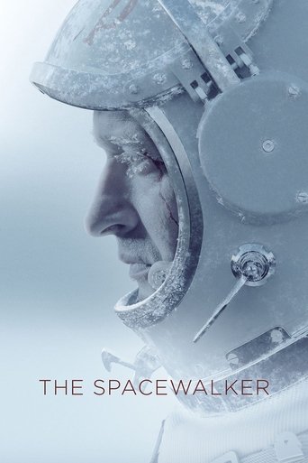 The image features a close-up of a person in a space helmet, with a cold, monochromatic blue and white color palette. The mood is mysterious and atmospheric, evoking a sense of isolation and exploration. The text "THE SPACEWALKER" is prominently displayed at the bottom.