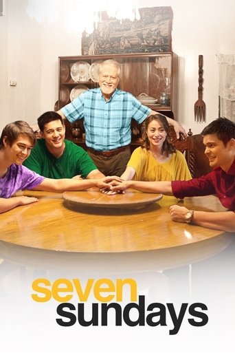 The poster features seven diverse individuals gathered around a wooden table, creating a warm and inviting atmosphere. The vibrant colors of their clothing—purple, green, yellow, and red—contrast beautifully with the warm tones of the room and table. The mood is cheerful and familial, suggesting ...