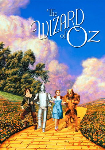 The poster features four children walking along a brick path under a vibrant sky. The children are dressed in colorful costumes, with one in a blue dress, another in a brown outfit, and a third in a green suit. The background showcases lush greenery and a bright blue sky with fluffy clouds. The o...