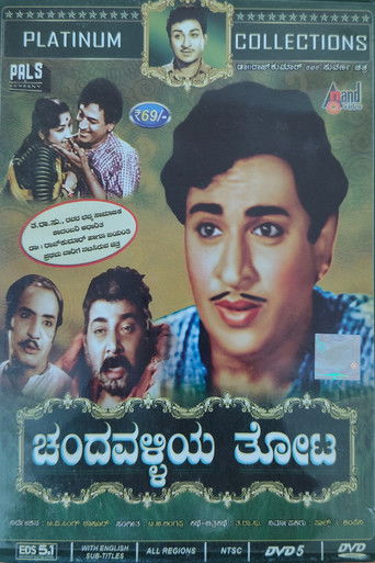 The poster features a central portrait of Chandavalliya Thota, exuding confidence and charm. Surrounding him are smaller images of other characters, hinting at the film's ensemble cast. The vibrant colors and playful design suggest a lighthearted and entertaining narrative. The overall mood is on...