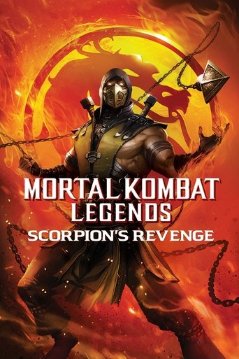 The poster features a muscular warrior with a scorpion-like tail, wielding a bow and arrow against a fiery, dramatic background. The intense colors of red, orange, and black evoke a sense of action and danger. The title "Mortal Kombat Legends: Scorpion's Revenge" is prominently displayed in bold,...