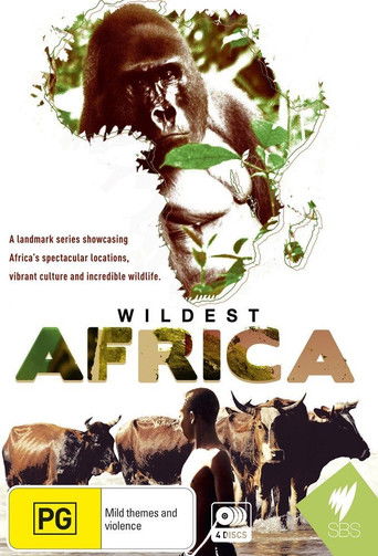 The poster features a serene African landscape with lush greenery and wildlife. A man in traditional attire gazes at the viewer, evoking a sense of wonder and connection to nature. The warm earthy tones and vibrant colors create a peaceful and inviting mood, highlighting the beauty of Africa's na...