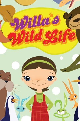 The poster features a cheerful cartoon girl with a green headband, wearing a red apron, surrounded by colorful animals like a monkey, rabbit, and bird. The playful, vibrant colors and friendly expressions convey a lively and adventurous mood, inviting viewers into a world of wild life.