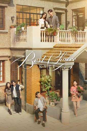 This TV show poster for "Best Choice Ever" features a charming street scene with people walking and sitting, set against a backdrop of warm, sunlit architecture. The colors are soft and inviting, creating a nostalgic and romantic atmosphere. The elegant script text adds a touch of sophistication ...