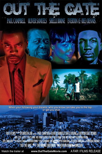 The poster features four distinct portraits of actors against a backdrop of tropical palm trees, suggesting a blend of urban and natural settings. The muted colors and dramatic lighting evoke a sense of mystery and tension, hinting at the film's thriller genre. The overall composition creates an ...