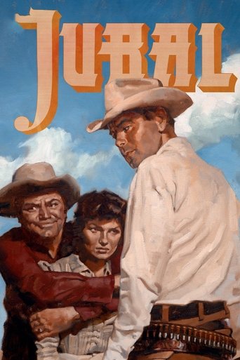 The poster features three characters in a Western setting against a bright blue sky with fluffy white clouds. The central figure, a cowboy in a white hat, dominates the frame with his intense gaze. To his left, a man in a red shirt and cowboy hat looks on with a serious expression. Behind him, a ...