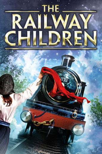 The poster features a young girl with a black hat reaching toward a steam locomotive, evoking wonder and adventure. The vibrant red steam, blue sky, and warm tones create a magical atmosphere that captures the essence of the film's enchanting story.