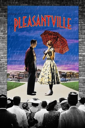 The poster features a romantic couple in vintage attire under a vibrant sky, surrounded by a crowd of men in hats. The warm colors and nostalgic atmosphere evoke a sense of timeless romance and adventure.