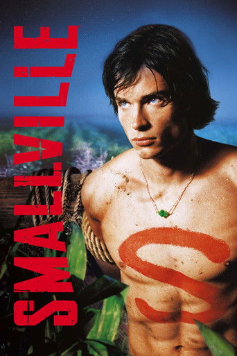 A muscular man with dark hair and a green necklace stands shirtless, exuding strength and confidence. The poster features bold red text on the left, set against a vibrant blue background with lush green foliage. The overall mood is intense and dramatic, capturing the essence of the show's action-...