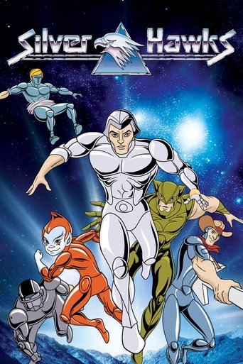 The poster features a group of animated characters in space, with a central figure in a white suit and a green-clad hero. The vibrant colors of orange, blue, and green create a dynamic and energetic atmosphere. The characters appear to be in motion, suggesting adventure and excitement. The backgr...