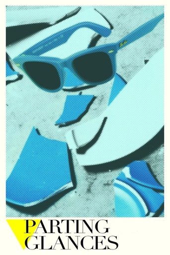 The poster features shattered blue glass fragments scattered on a sandy beach, evoking a sense of fleeting moments and emotional distance. The bold yellow text at the bottom reinforces the theme of separation, while the muted tones of the background suggest a quiet, contemplative atmosphere.