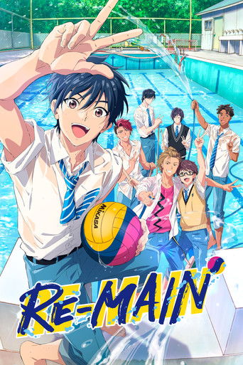 The vibrant anime poster features a dynamic scene with a boy in a school uniform holding a soccer ball, surrounded by energetic teammates in matching uniforms. The lively atmosphere is enhanced by the bright blue water and sunny outdoor setting, evoking a sense of fun and camaraderie.