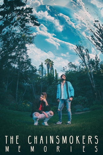 The Chainsmokers stand on a grassy field under a dramatic sky, with one person kneeling and the other standing. The image captures a serene yet nostalgic atmosphere, blending natural beauty with emotional storytelling.