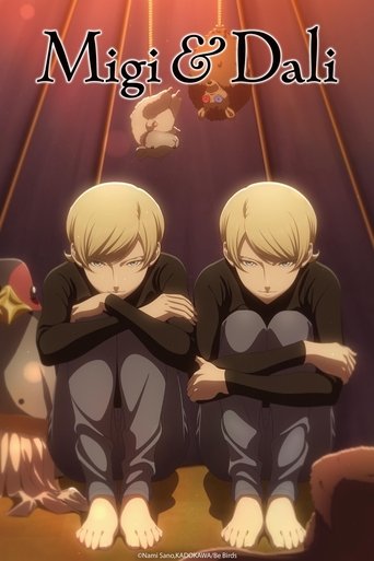 The poster features two young characters with blonde hair sitting on the floor, their heads bowed in a somber mood. The warm, golden lighting casts soft shadows, creating an intimate atmosphere. In the background, a small figure of a woman with red hair stands, adding depth to the scene. The over...