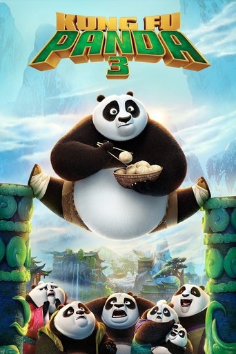 The poster features a central panda character in a dynamic pose, surrounded by smaller panda figures in a vibrant jungle setting. The colors are vivid, with greens, blues, and yellows dominating the scene. The mood is energetic and adventurous, capturing the spirit of action and teamwork.