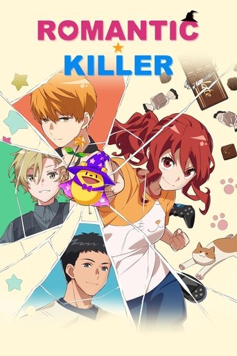 This anime poster features a vibrant, colorful scene with three characters in a romantic setting. The warm tones of orange, red, and yellow create a lively atmosphere, while the playful, slightly chaotic background adds a fun, energetic vibe. The overall mood is cheerful and inviting, suggesting ...