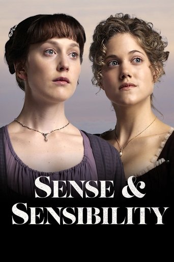 The poster features two women with period costumes, exuding elegance and charm. The muted tones of their dresses and the soft background create a romantic and timeless atmosphere. The title "Sense & Sensibility" is prominently displayed in elegant typography, emphasizing the classic romance and e...