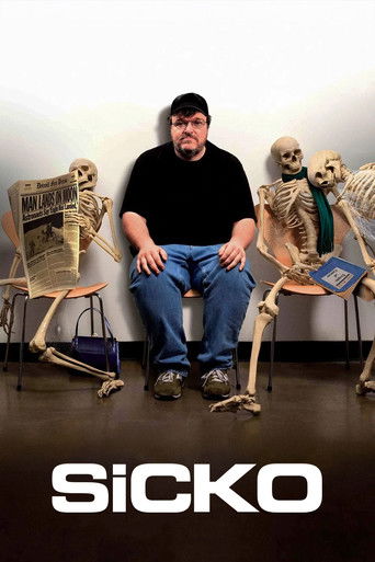 The poster features a man in a black shirt and jeans sitting between two skeletal figures, one holding a newspaper and the other a book. The stark white background and bold black text convey a mysterious, slightly eerie atmosphere.