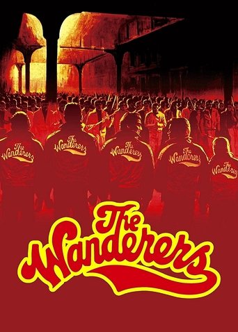 The poster features a group of people in a dimly lit, atmospheric setting with warm red and orange hues. The title "The Wanderers" is prominently displayed in a stylized, glowing font at the bottom. The overall mood is mysterious and evocative, suggesting a story about exploration and adventure.