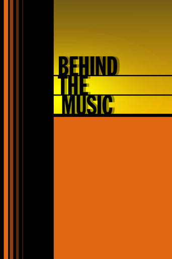 The poster features bold typography against a vibrant yellow background, with black text reading "BEHIND THE MUSIC." Below, an orange section adds depth, while a vertical black stripe on the left suggests a film or documentary style. The composition evokes a sense of mystery and artistic explorat...