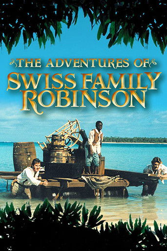 The poster features a serene tropical scene with a wooden boat resting on calm turquoise waters. Three characters are visible: a man in a white shirt and hat sitting on the boat, a shirtless man standing near the boat, and a woman sitting on the boat's edge. The vibrant colors of the water and sk...