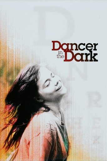 The poster features a woman with long, flowing hair against a warm, sunset backdrop. The title "Dancer in the Dark" is prominently displayed in bold, stylized text. The overall mood is mysterious and atmospheric, with hints of mystery and intrigue.