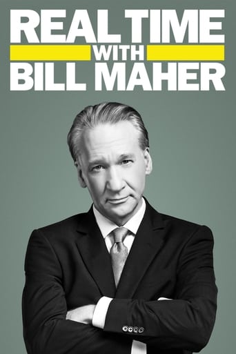The poster features Bill Maher in a sharp black suit against a muted green background, exuding authority and confidence. The bold white text announces "REAL TIME WITH BILL MAHER," emphasizing the show's dynamic and engaging nature.
