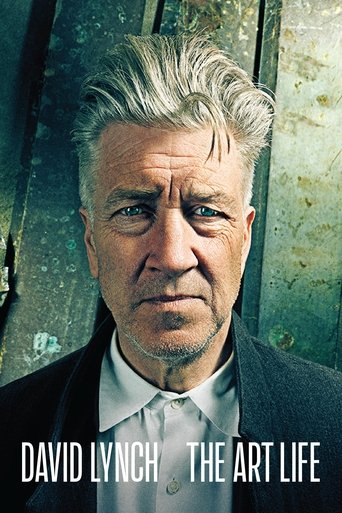 The poster features a close-up of David Lynch with a weathered, contemplative expression, set against a muted, textured background. The muted greens and grays evoke a somber, mysterious atmosphere, while the bold white text at the bottom emphasizes the title "David Lynch: The Art Life."