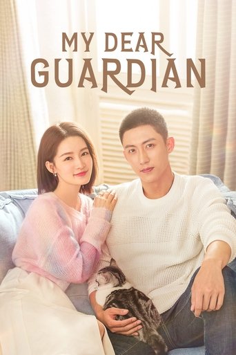 The poster features a tender scene with a woman in a pink sweater and a man in a white sweater sitting on a blue sofa, holding a small cat. The warm lighting and soft colors evoke a cozy, intimate mood, suggesting a heartwarming narrative.