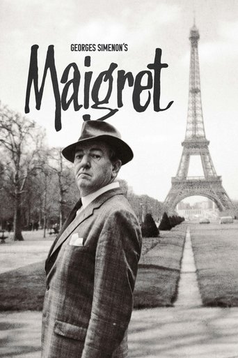 This black-and-white poster features a man in a hat and coat, exuding mystery and intrigue. The iconic Eiffel Tower looms in the background, suggesting a classic detective story. The mood is tense yet nostalgic, capturing the essence of the 1930s.