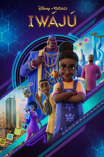 This vibrant poster features a diverse cast of animated characters in a futuristic cityscape, set against a deep purple and blue gradient background. The characters exude a sense of adventure and wonder, with one girl confidently standing in the foreground while others explore the city behind her...