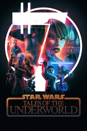 The poster features a dramatic scene with Jedi and Sith characters in a circular frame, set against a dark background. The colors are vibrant, with reds, blues, and oranges creating a sense of action and mystery. The mood is intense, capturing the epic scale of the Star Wars universe.
