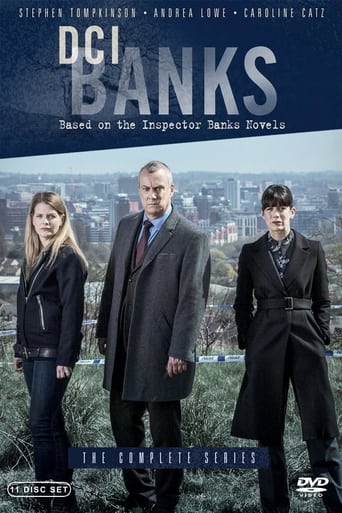 The poster features three characters in formal attire against a backdrop of a city skyline, suggesting a serious, investigative drama. The muted tones and professional attire convey a sense of authority and mystery, fitting for a detective series.