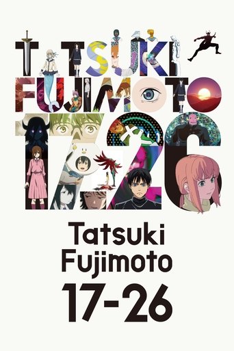 The poster features vibrant, colorful illustrations of characters from the anime "Tatsuki Fujimoto 17-26," with bold typography and playful design elements. The mood is lively and nostalgic, capturing the essence of the series through its dynamic composition and cheerful aesthetic.